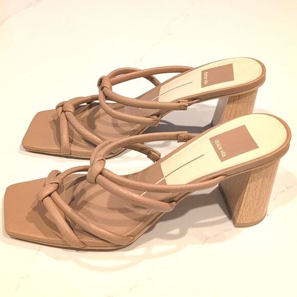 Dolce Vita Double Knotted Strap Square Toe Block Heel Sandals Size 6.5 - Picture 1 of 8